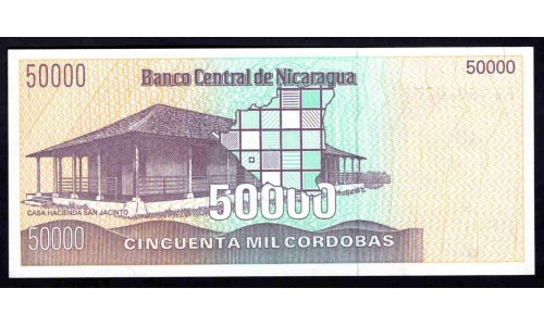 Никарагуа 50000 кордоба ND (1989г.) (NICARAGUA 50000 Córdobas ND (1989)) P161:Unc