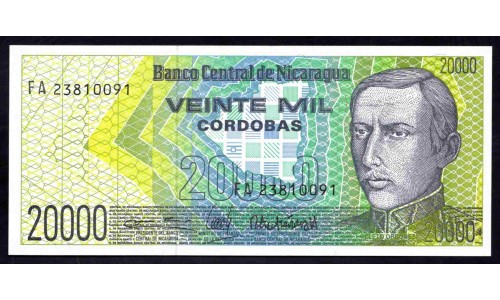Никарагуа 20000 кордоба ND (1989г.) (NICARAGUA 20000 Córdobas ND (1989)) P160:Unc