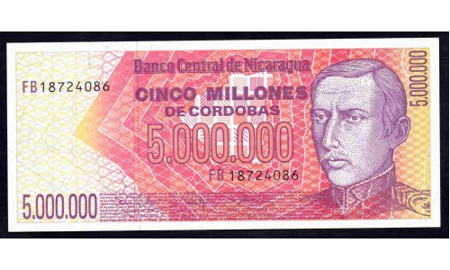 Никарагуа 5 миллионов кордоба ND (1990 г.) (NICARAGUA  5.000.000 Córdobas ND (1990)) P165:Unc