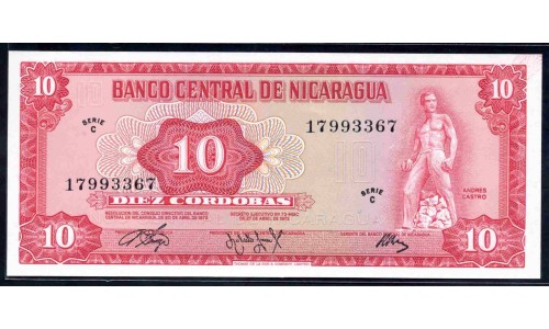 Никарагуа 10 кордоба 1972 г. (NICARAGUA 10 Córdobas 1972) P123:Unc