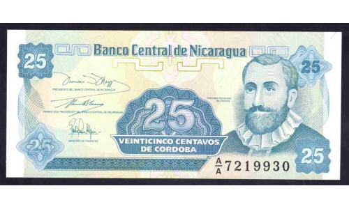 Никарагуа 25 центаво ND (1991 г.) (NICARAGUA 25 Centavos de Córdoba ND (1991)) P170:Unc