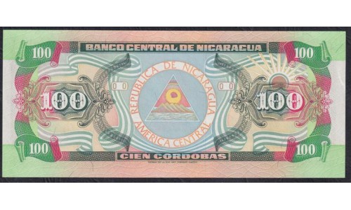 Никарагуа 100 кордоба 1992, серия B, № 3475987, ПРОСТО РЕДКОСТЬ (NICARAGUA 100 Córdobas 1992) P184: UNC