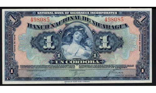 Никарагуа 1 кордоба 1938 года, 490085, РЕДКИЕ (NICARAGUA 1 Córdoba 1938, RARE) P 63b: UNC