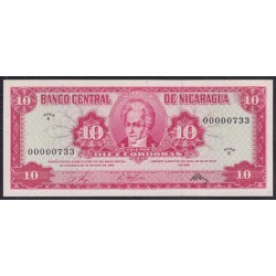 Никарагуа 10 кордоба 1968 г, Короткий номер! 00000733 (NICARAGUA 10 Córdobas 1968) P 117: UNC