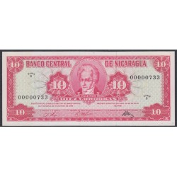 Никарагуа 10 кордоба 1968 г, Короткий номер! 00000733 (NICARAGUA 10 Córdobas 1968) P 117: UNC