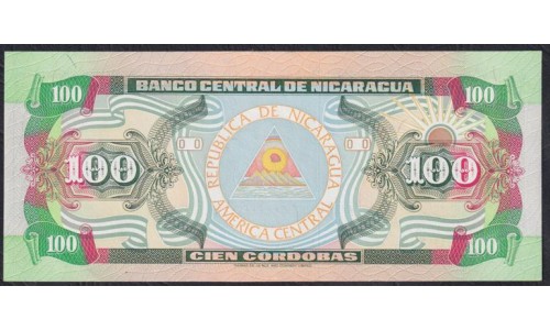 Никарагуа 100 кордоба 1990, серия А, низкий номер №0000528 (NICARAGUA 100 Córdobas 1990) P178 (1): UNC