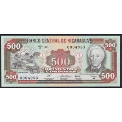 Никарагуа 500 кордоба 1991 года, Серия А 0004953 (NICARAGUA 500 Córdobas 1991, Seria A 0004953) P 178: UNC