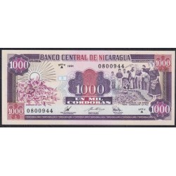 Никарагуа 1000 кордоба 1991 года, Серия А 080094 (NICARAGUA 1000 Córdobas 1991, Seria A 0800944) P 178Ba: UNC