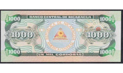 Никарагуа 1000 кордоба 1991 года, Серия А 080094 (NICARAGUA 1000 Córdobas 1991, Seria A 0800944) P 178Ba: UNC