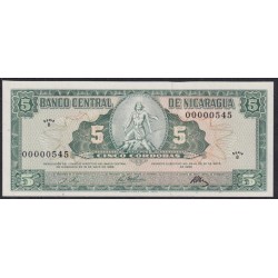 Никарагуа 5 кордоба 1968 года, 00000545, Короткий Номер (NICARAGUA 5 Córdobas 1968) P 116: UNC