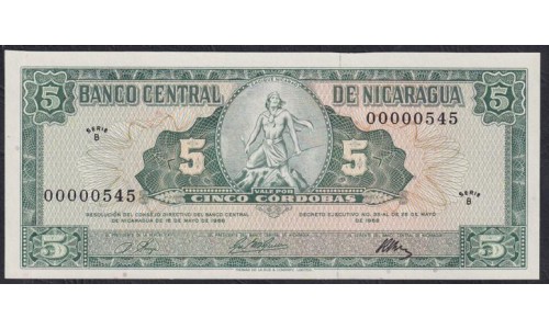 Никарагуа 5 кордоба 1968 года, 00000545, Короткий Номер (NICARAGUA 5 Córdobas 1968) P 116: UNC