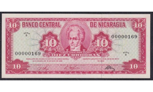 Никарагуа 10 кордоба 1968 г, Короткий номер! 00000169 (NICARAGUA 10 Córdobas 1968) P 117: UNC