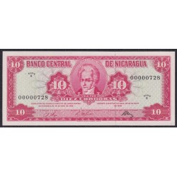 Никарагуа 10 кордоба 1968 г, Короткий номер! 00000728 (NICARAGUA 10 Córdobas 1968) P 117: UNC