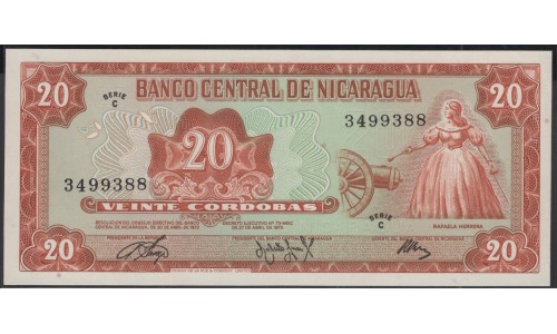 Никарагуа 20 кордоба 1972 г. (NICARAGUA 20 Córdobas 1972) P124:Unc