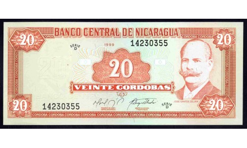 Никарагуа 20 кордоба 1999 г. (NICARAGUA 20 Córdobas 1999) P189:Unc