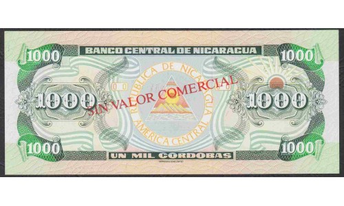 Никарагуа 1000 кордоба 1991 года, ОБРАЗЕЦ. РАРИТЕТ!!! (NICARAGUA 1000 Córdobas 1991, SPECIMEN) P 178B: UNC