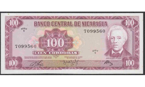 Никарагуа 100 кордоба 1972 года (NICARAGUA 100 Córdobas 1972) P126: UNC