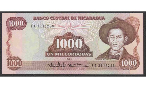 Никарагуа 1000 кордоба 1985 года (NICARAGUA 1000 Córdobas 1985) P156a: UNC