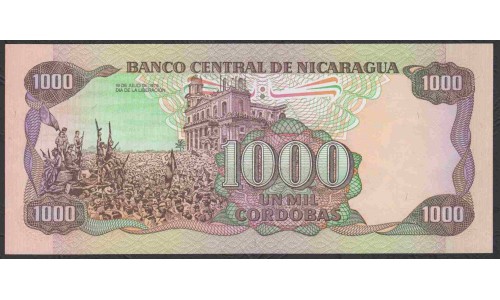 Никарагуа 1000 кордоба 1985 года (NICARAGUA 1000 Córdobas 1985) P156a: UNC