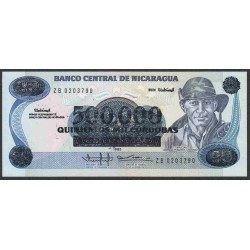 Никарагуа 500000 кордоба 1985 -1990 года, серия замещения (NICARAGUA 500000 Córdobas 1985-1990, Replacement) P163r: UNC