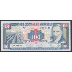 Никарагуа 100 кордоба 1990 года, низкий номер (NICARAGUA 100 Córdobas 1990) P178: UNC