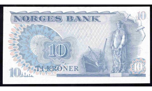 Норвегия 10 крон 1982 (NORWAY 10 Kroner 1982) P 36c : UNC