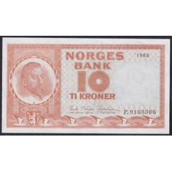 Норвегия 10 крон 1968 год (NORWAY 10 Kroner 1968) P 31d(4): UNC