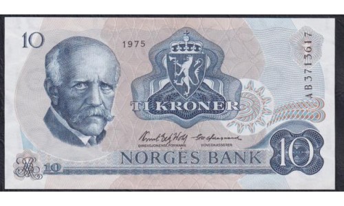 Норвегия 10 крон 1975 (NORWAY 10 Kroner 1975) P 36b(3): UNC
