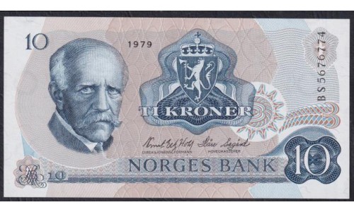 Норвегия 10 крон 1979 (NORWAY 10 Kroner 1979) P 36c(3): UNC