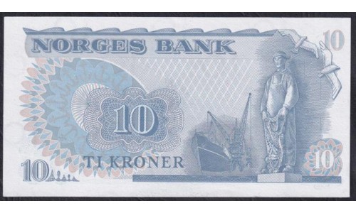 Норвегия 10 крон 1983 (NORWAY 10 Kroner 1983) P 36c(6): UNC
