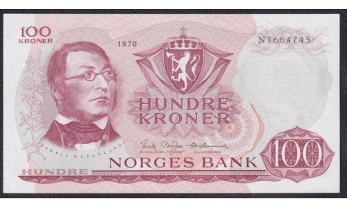 Норвегия 100 крон 1970 (NORWAY 100 Kroner 1970) P 38d : UNC