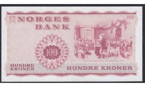 Норвегия 100 крон 1970 (NORWAY 100 Kroner 1970) P 38d : UNC