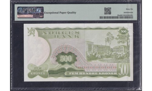 Норвегия 500 крон 1978 года, РЕДКИЕ (NORWAY 500 Kroner 1978) P 39a:  PMG 66 Gem UNC EPQ