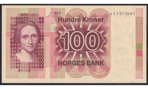 Норвегия 100 крон 1982 (NORWAY 100 Kroner 1982) P 41c(2): UNC