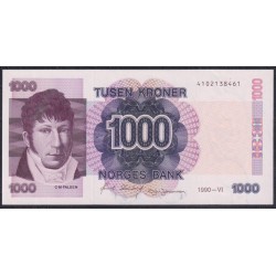 Норвегия 1000 крон 1990 (NORWAY 1000 Kroner 1990) P 45а(2): UNC