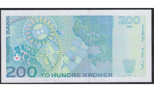 Норвегия 200 крон 1994 (NORWAY 200 Kroner 1994) P 48a: UNC
