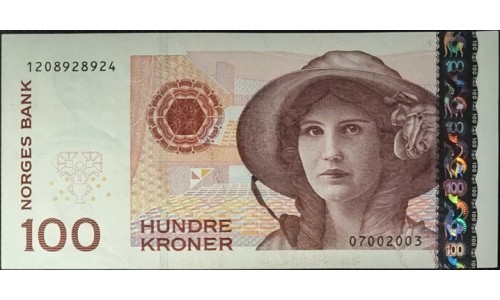 Норвегия 100 крон 2003 (NORWAY 100 Kroner 2003) P 49a : UNC