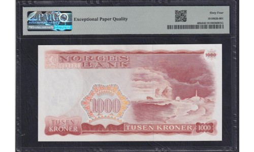 Норвегия 1000 крон 1980 (NORWAY 1000 Kroner 1980) P 40b: UNC PMG 64 EPQ