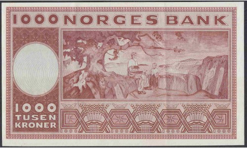 Норвегия 1000 крон 1971 (NORWAY 1000 Kroner 1971) P 35e: XF/aUNC