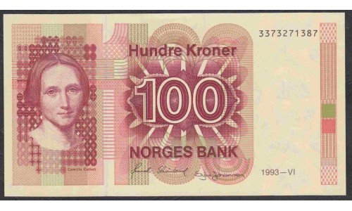 Норвегия 100 крон 1993 (NORWAY 100 Kroner 1993) P 43d: UNC