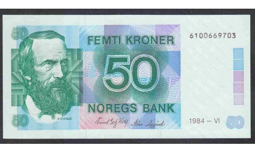 Норвегия 50 крон 1984 (NORWAY 50 Kroner 1984) P 42a : UNC