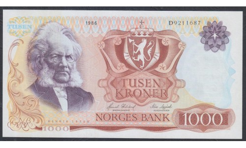 Норвегия 1000 крон 1986 (NORWAY 1000 Kroner 1986) P 40c: UNC--