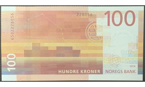 Норвегия 100 крон 2016 (NORWAY 100 Kroner 2016) P 54 : UNC