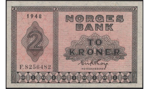 Норвегия 2 кроны 1948 (NORWAY 2 Kroner 1948) P 16b : UNC