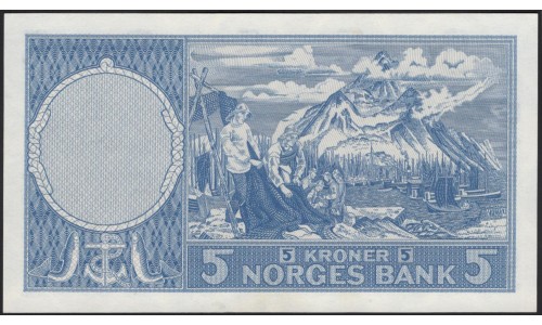 Норвегия 5 крон 1955 (NORWAY 5 Kroner 1955) P 30a : UNC