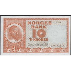 Норвегия 10 крон 1964 (NORWAY 10 Kroner 1964) P 31c: UNC