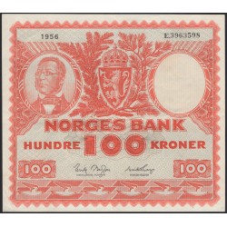 Норвегия 100 крон 1956 (NORWAY 100 Kroner 1956) P 33b : XF/aUNC