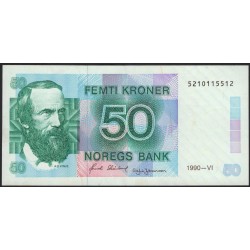 Норвегия 50 крон 1990 (NORWAY 50 Kroner 1990) P 42е : XF