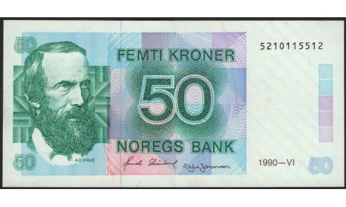 Норвегия 50 крон 1990 (NORWAY 50 Kroner 1990) P 42е : XF
