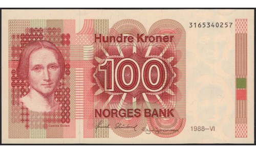 Норвегия 100 крон 1988 (NORWAY 100 Kroner 1988) P 43d: UNC